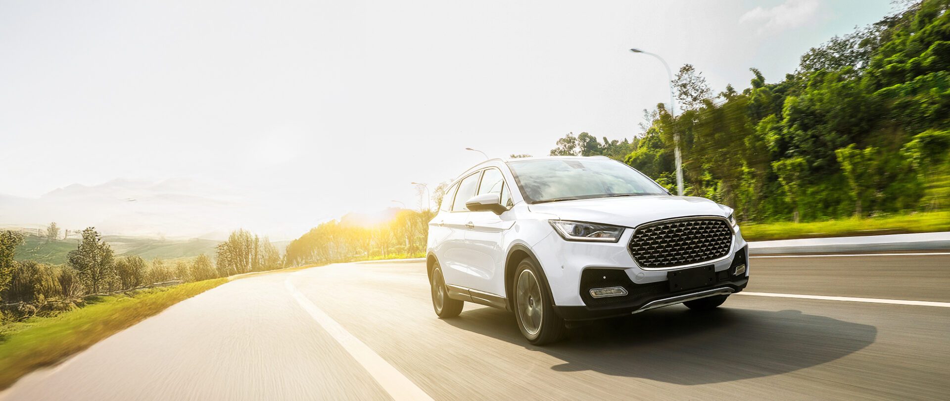 Man celebrating in car